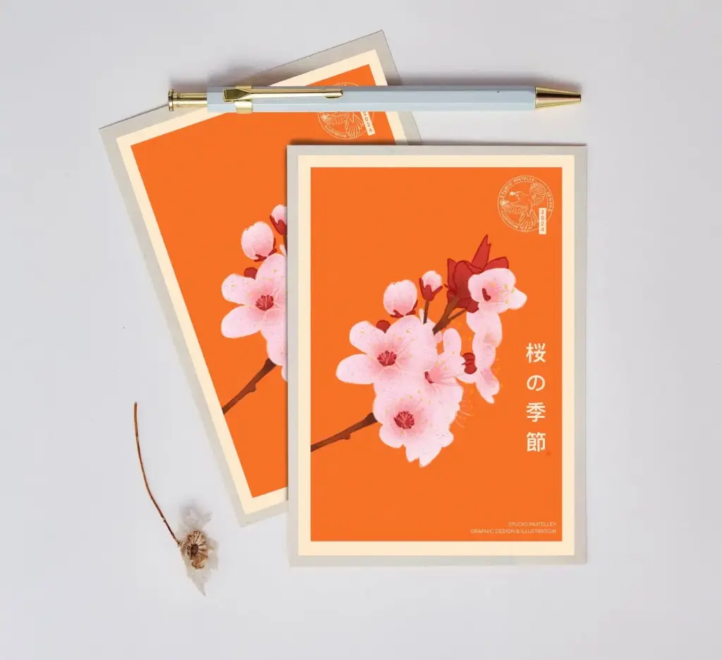 "Orenji-iro no sakura" Postcard - Collection 物の哀れ