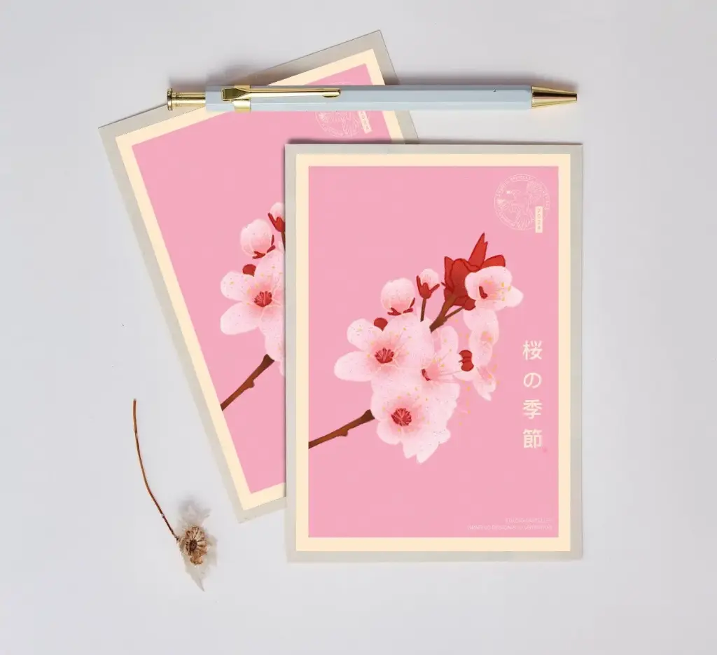 "Pinku no sakura" Postcard - Collection 物の哀れ