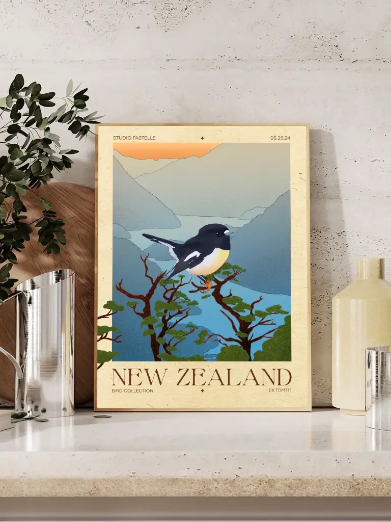 Affiche "Tomtit" Bird collection Nouvelle Zélande