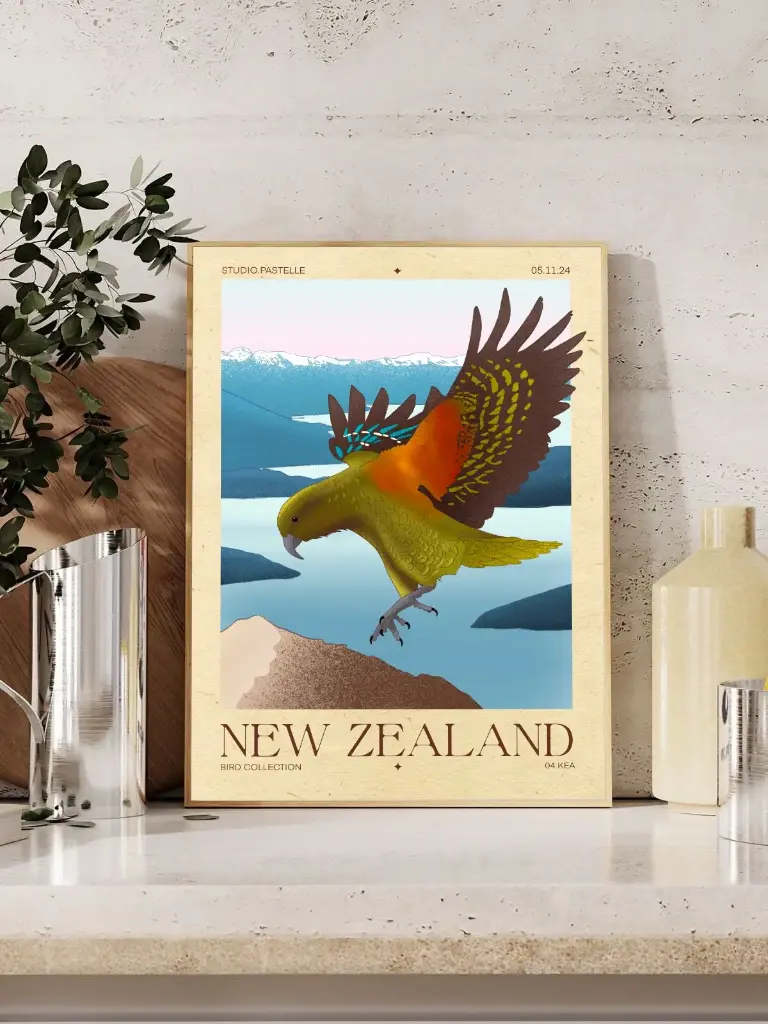 Affiche "Kea" Bird collection Nouvelle Zélande