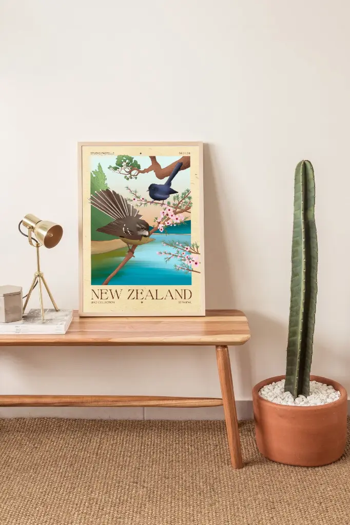 Affiche "Fantail" Bird collection Nouvelle Zélande