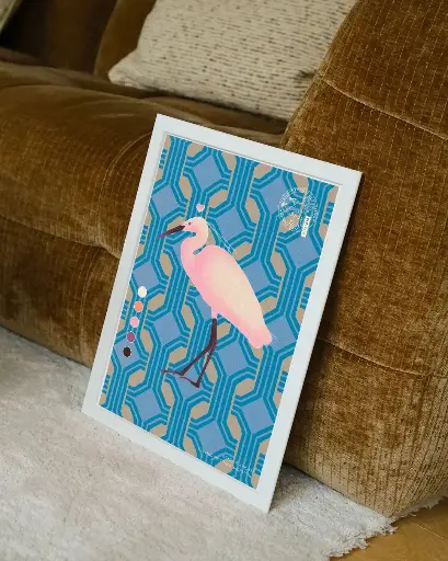 "White Egret" Poster - 70s Pattern